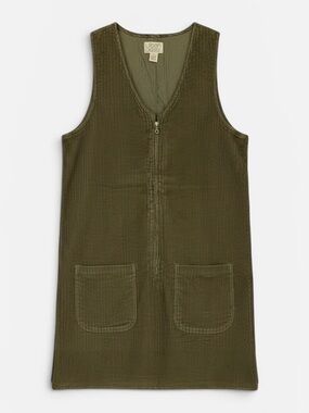 Urban Oasis Olive Green Zip-Front Wide Wale Corduroy Shift Dress